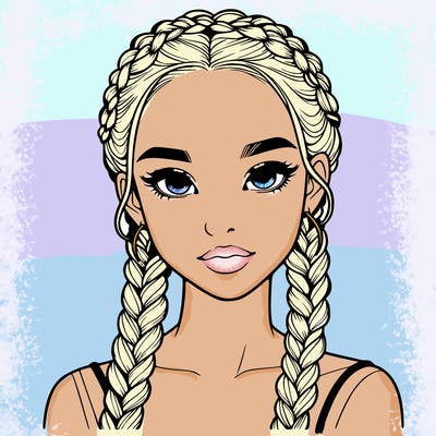 realistic girl with braids