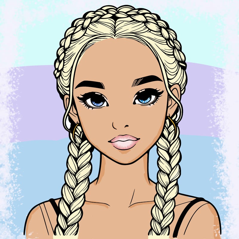 realistic girl with braids