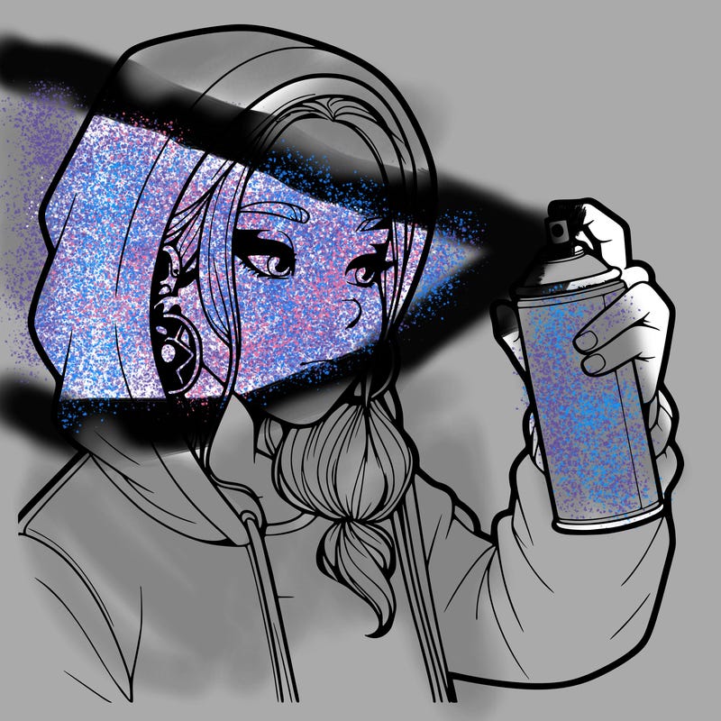 a realistic girl, spray painting