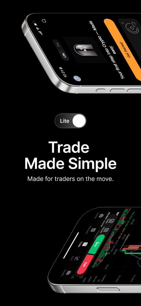 Bybit: Buy Bitcoin & Crypto - Bybit Mobile App-Oberfläche mit dem Lite-Modus-Schalter und vereinfachten Krypto-Trading-Tools.