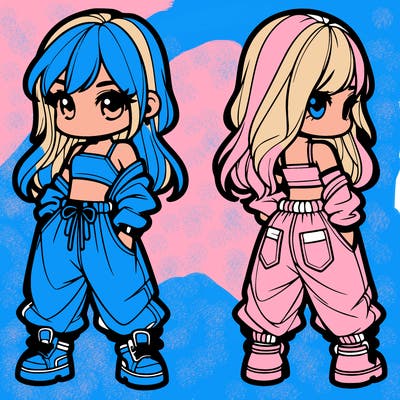 girl in crop top and baggy pants