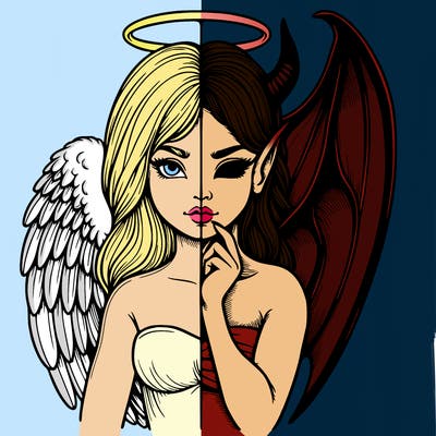 realistic angel half demon