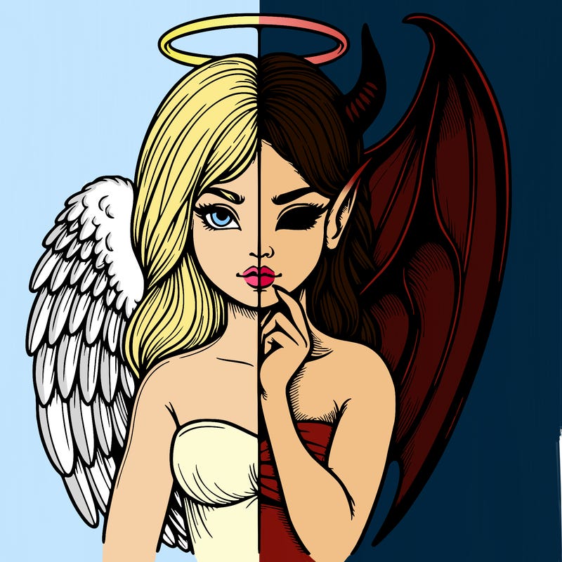 realistic angel half demon