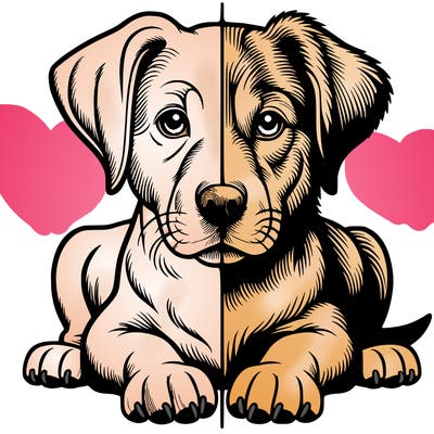 realistic dog split picture