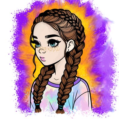 realistic girl with braids