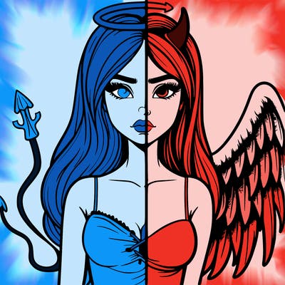 devil vs angel realistic girl