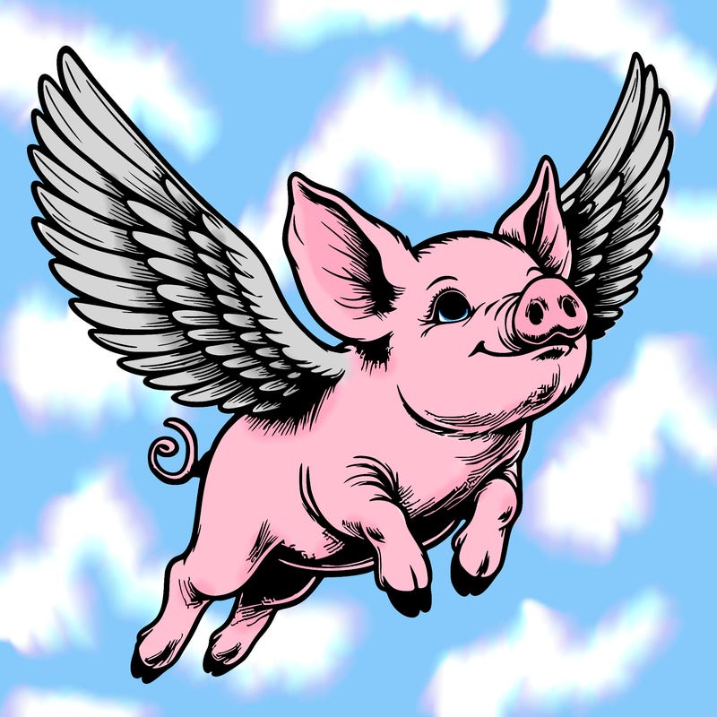 realistic pig flying