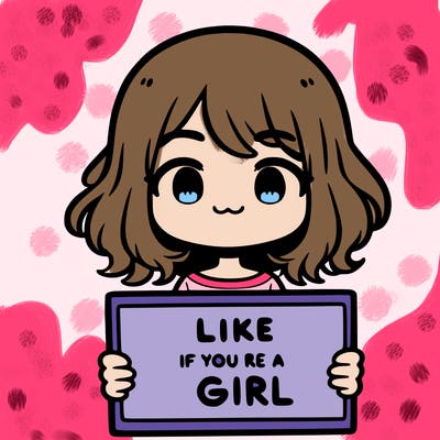 a cute girl holding a sign that says like if you’re a girl