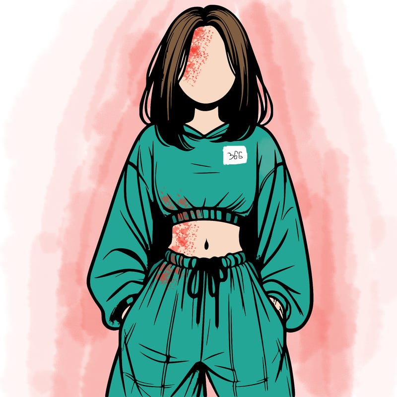 realistic girl faceless with baggy pants and a crop top