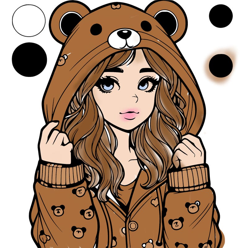 realistic girl in a animal pjs hoodie
