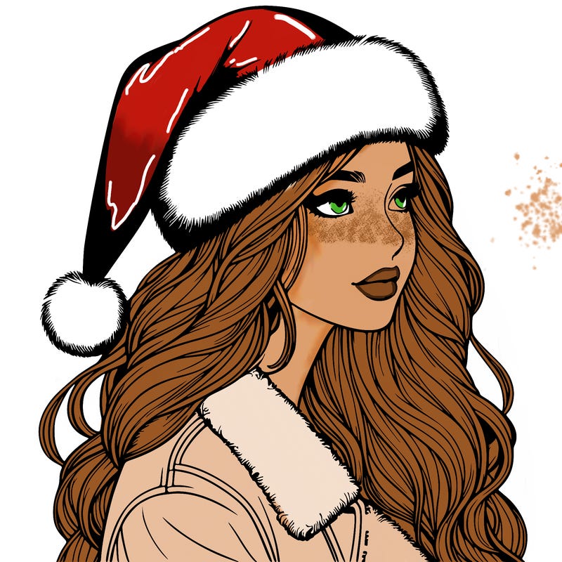 realistic girl in santa hat