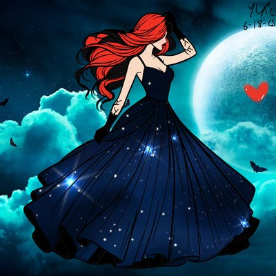 realistic woman with dress flowing in the wind