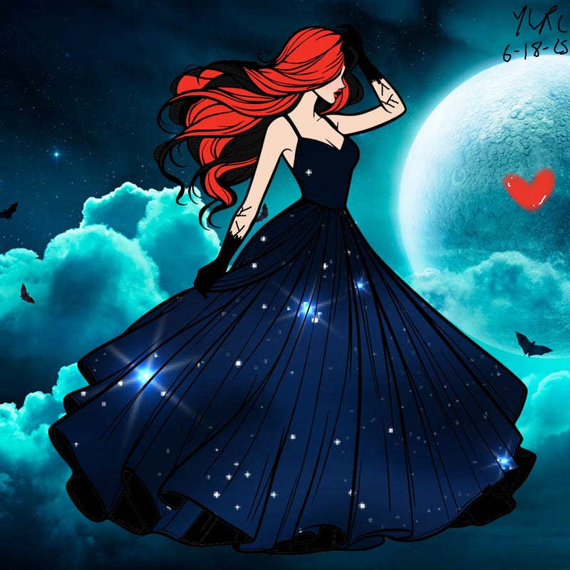 realistic woman with dress flowing in the wind