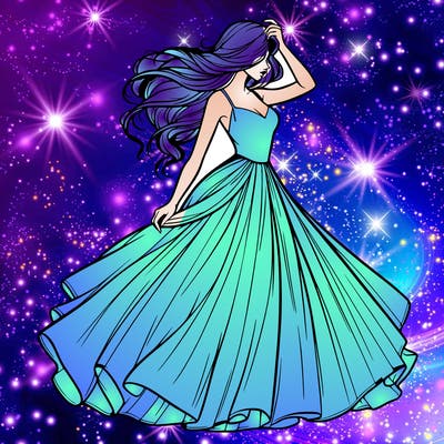 realistic woman with dress flowing in the wind