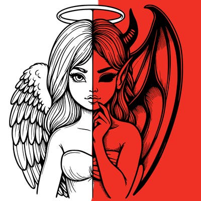 realistic angel half demon