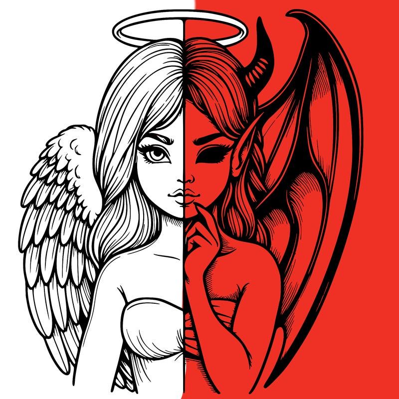 realistic angel half demon