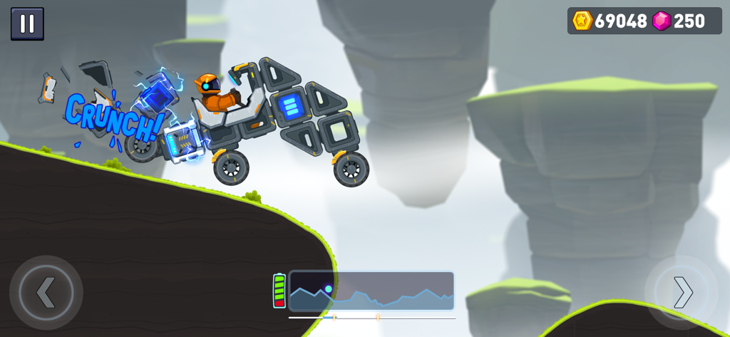 Un rover spaziale modulare si schianta durante il gioco in Rovercraft 2