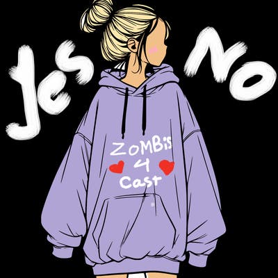 realistic girl with a oversized sweatshirt on and a bun