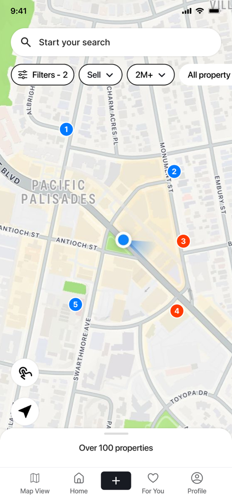 Nepal Niwas - Nepal Niwas mobile app interface showing property listings on a map with search filters