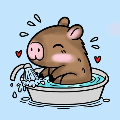 capybara taking a bath