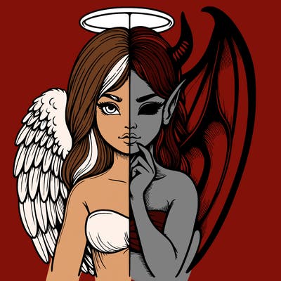 realistic angel half demon