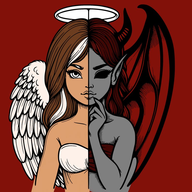 realistic angel half demon