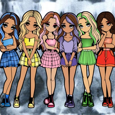 a group of girls realistic