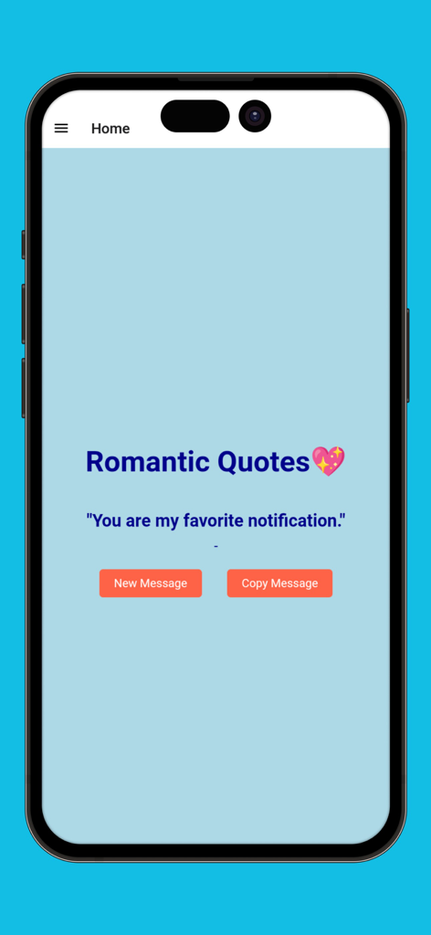 Love Text Messages and Sayings - Pantalla de iPhone mostrando una cita romántica de la aplicación Mensajes y Dichos de Amor