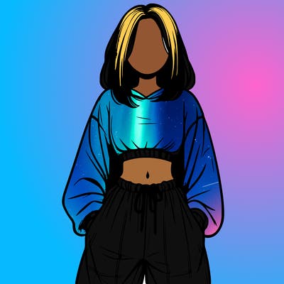 realistic girl faceless with baggy pants and a crop top