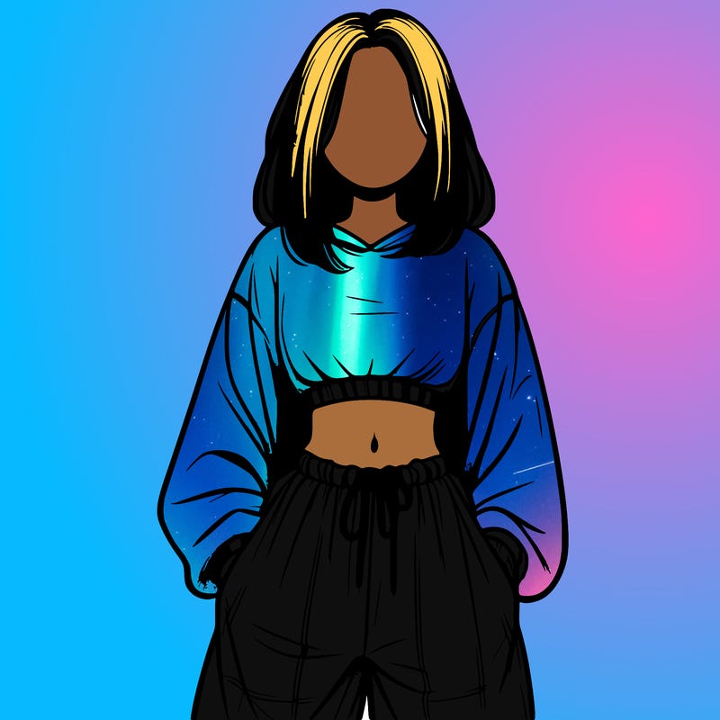 realistic girl faceless with baggy pants and a crop top
