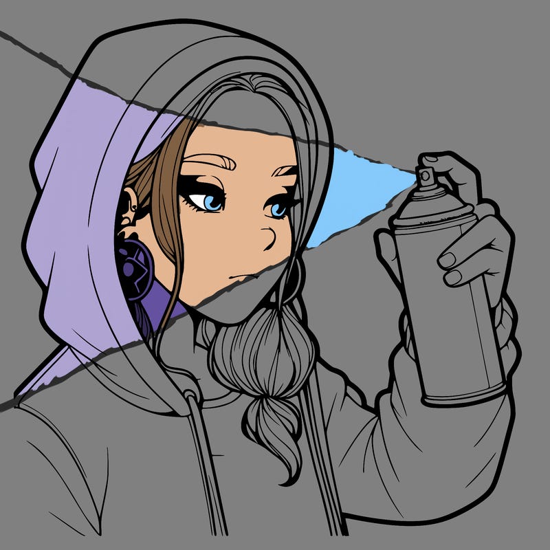 a realistic girl, spray painting