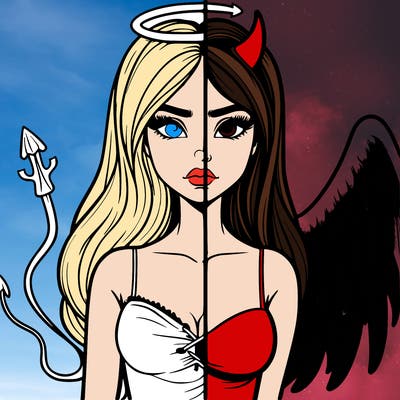 devil vs angel realistic girl