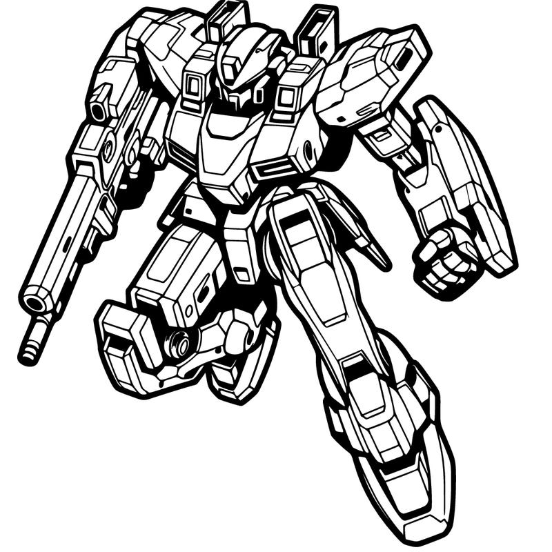 mecha flying through the air.