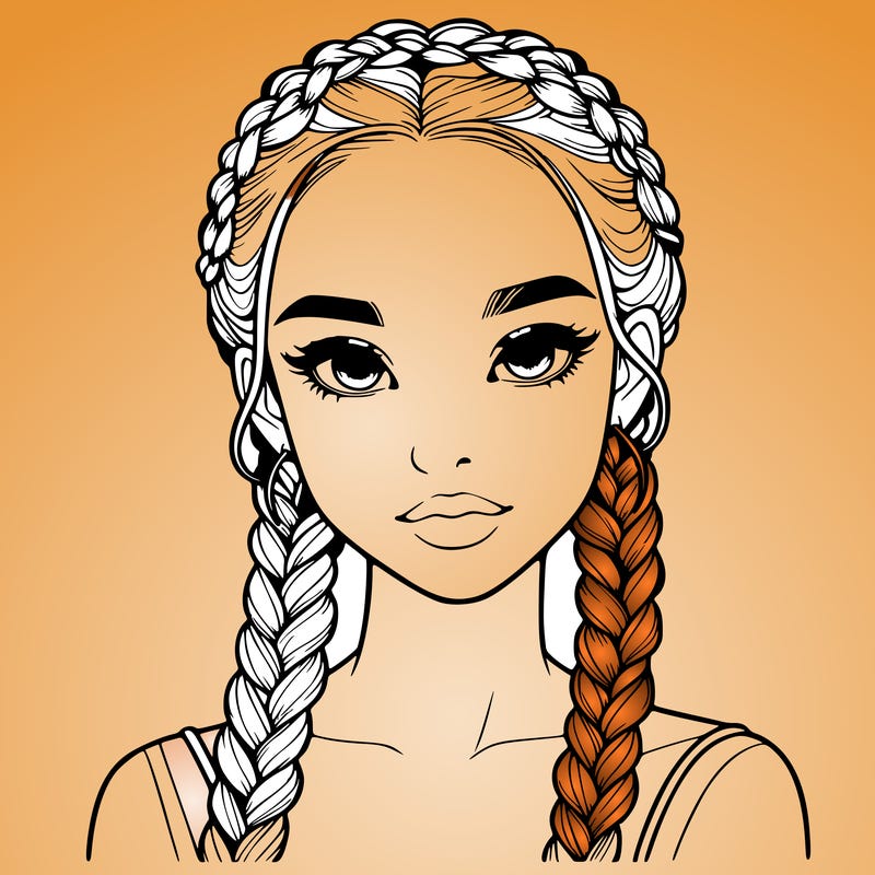 realistic girl with braids