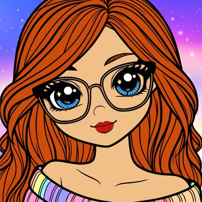 girl with beautiful eyes, hair, and glasses