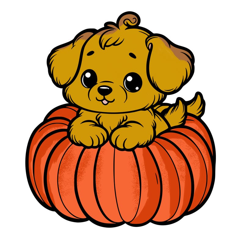 cute little puppy in a pumpkin