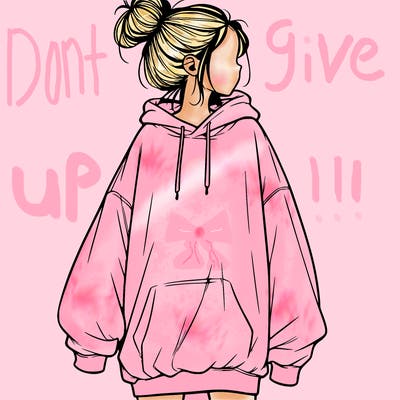 realistic girl with a oversized sweatshirt on and a bun