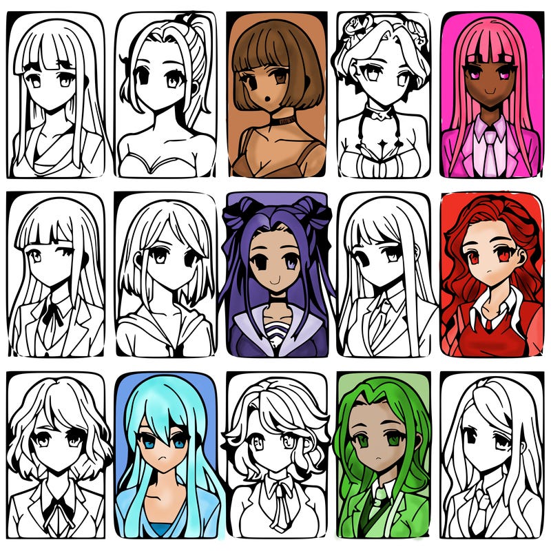 girls that look diffrent anime