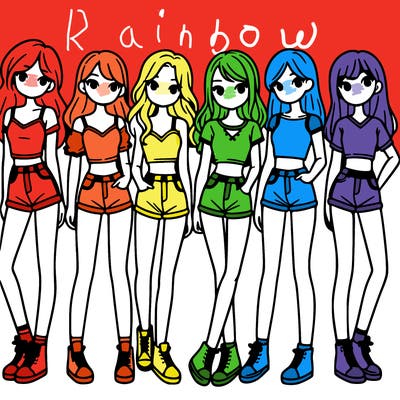 a group of girls wearing crop tops and shorts