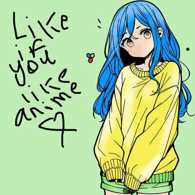 manga teen girl  in a sweater and baggy pants