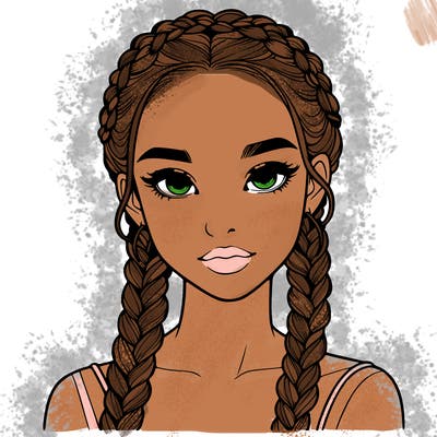 realistic girl with braids