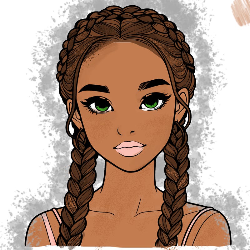 realistic girl with braids