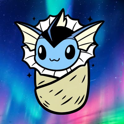 vaporeon wrapped up like a burrito