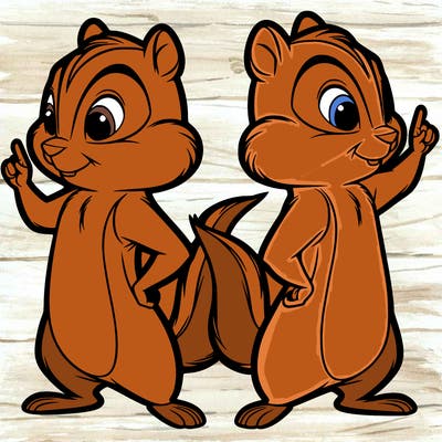 two tamias standing up split realistic