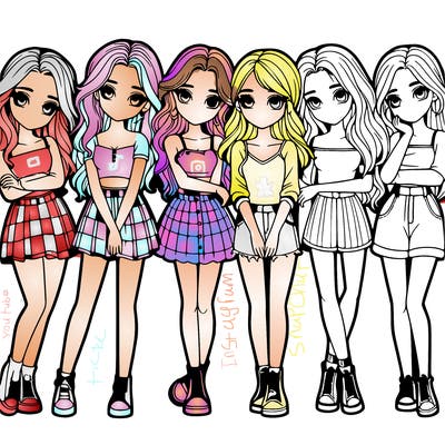 a group of girls realistic