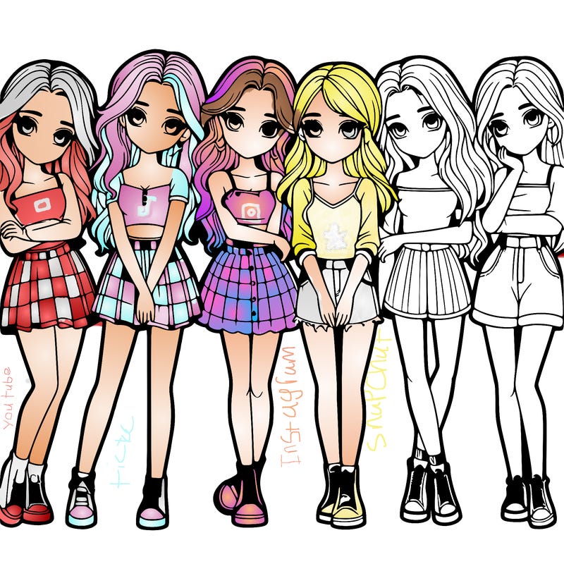 a group of girls realistic