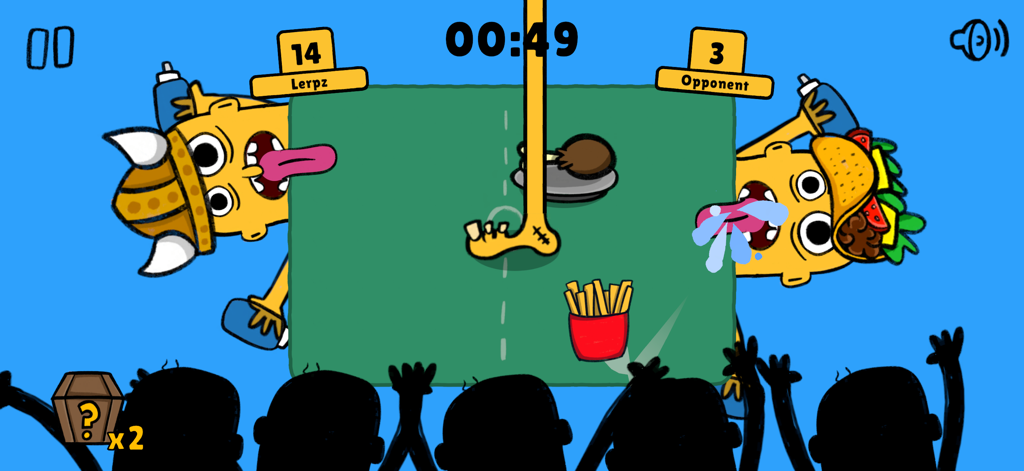 Tong: Food Fighter - Two cartoon characters with long tongues battle in a food licking contest.