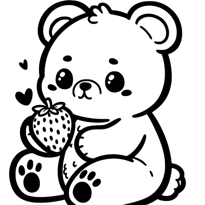 cute bear with strawberry