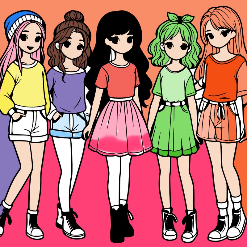 a group of five girls