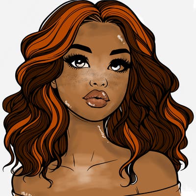 realistic girl with wavy hair and lips